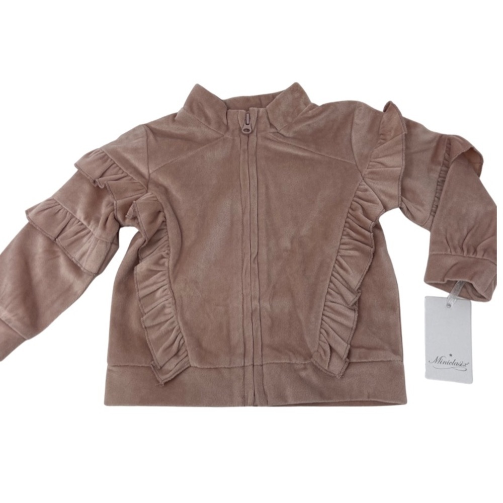 Miniclasix baby girl velvet ruffle jacket sz 6-9M
